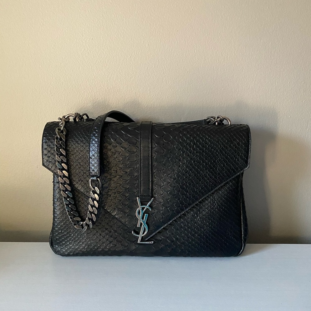 Authentic Saint Laurent College Python Purse